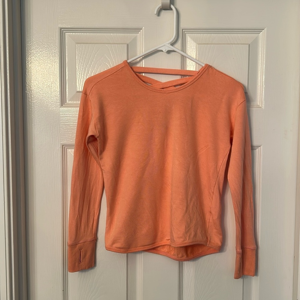 Athleta Girl Peach Long Sleeve Top Size M/8-10
